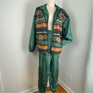 Vintage East West Wind-Suit Set 90s South Western Streetwear GrandmaCore Large